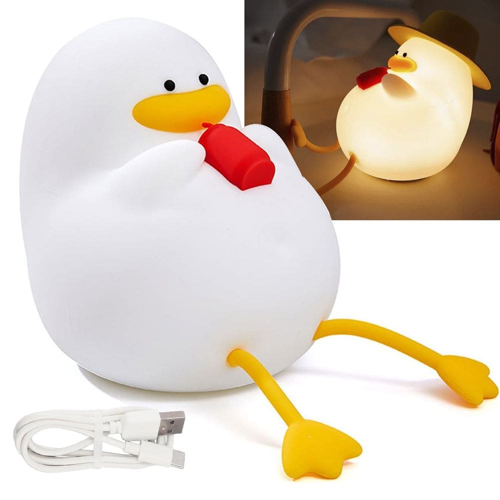 Luminaria Abajur Mesa Patinho Fofo Touch Muda Cor Recarregavel Usb Decoraçao Iluminaçao Quarto Sala Casa