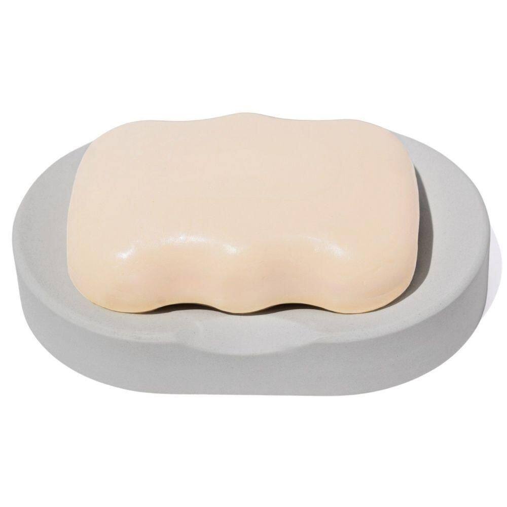 Saboneteira Porta Sabonete Banheiro Oval 11cm Em Cimento Cinza