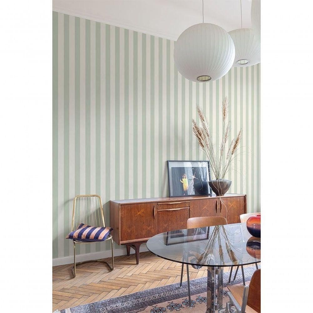 Papel De Parede Maison Listrado Verde Mn4009
