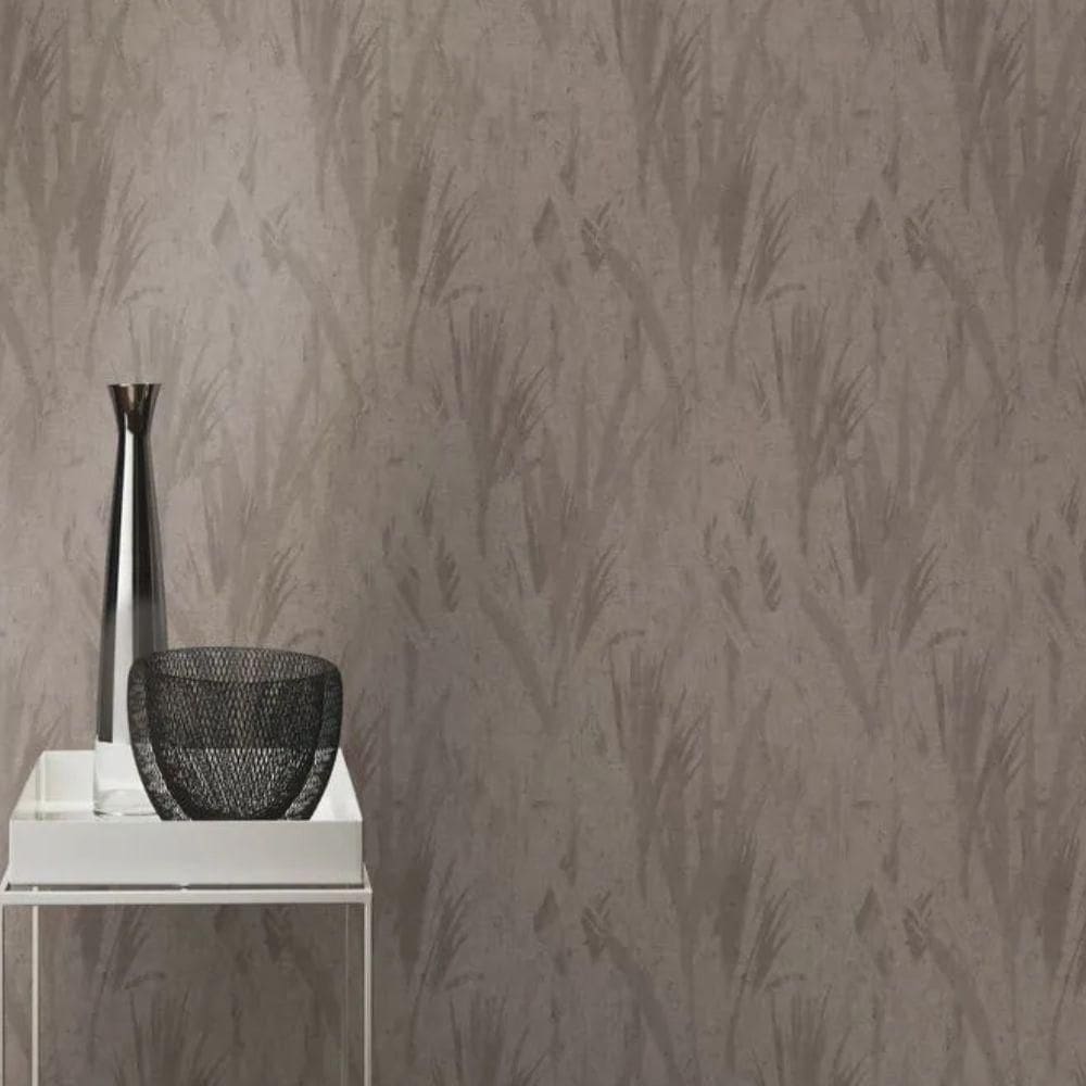 Papel De Parede Concrete Folhagem Cinza 520750
