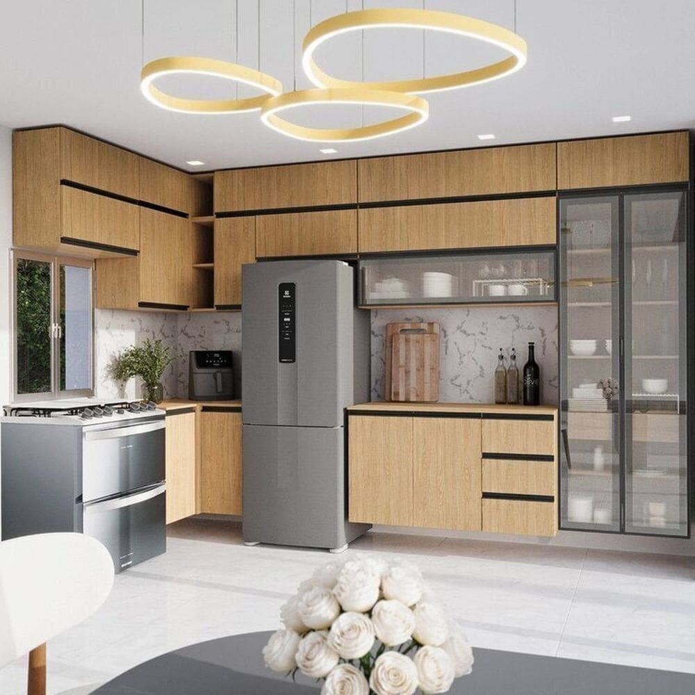 Cozinha Modulada 15 Peças 11 Aéreos 3 Balcões 1 Cristaleira Nara Cabecasa Madeiramadeira Avena