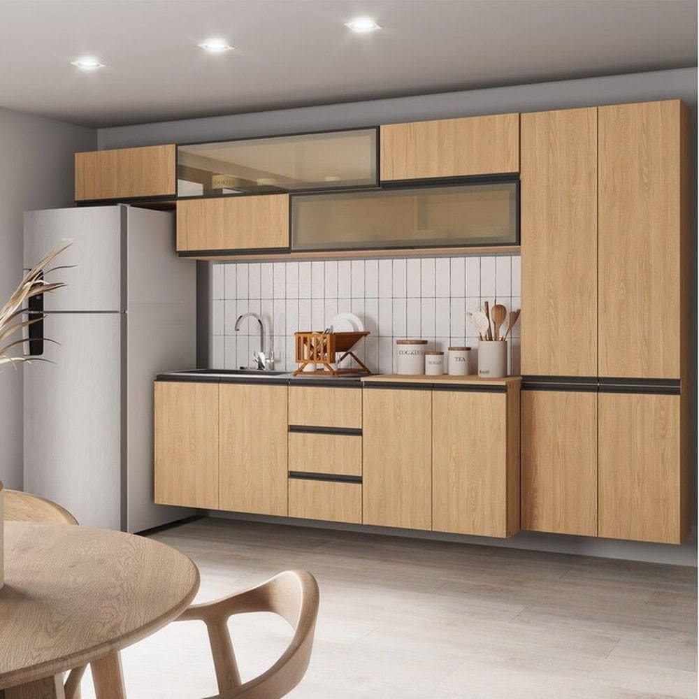 Cozinha Modulada 8 Peças 5 Aéreos 2 Balcões 1 Paneleiro Nara Cabecasa Madeiramadeira Avena