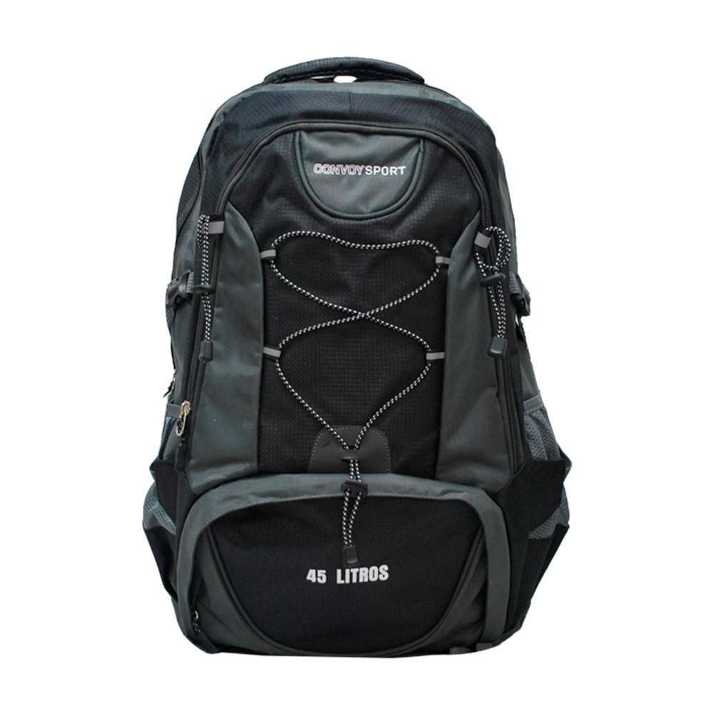 Mochila Camping 45L Poliéster Convoy Preto Cinza Ys29093