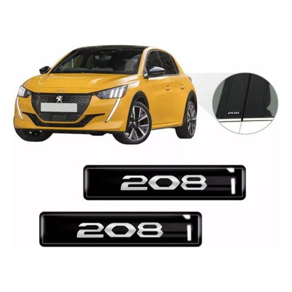 Kit Adesivos 2 Emblemas Lateral Coluna Peugeot 208 Resinado