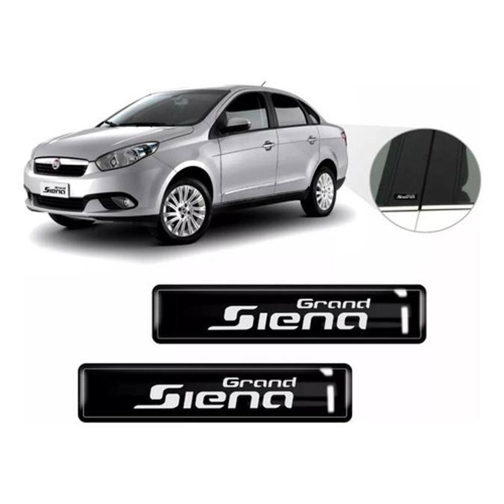 Kit Adesivos 2 Emblemas Lateral Coluna Grand Siena Resinado