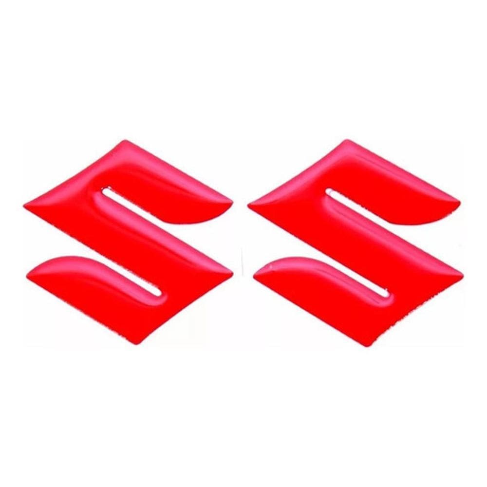 Emblema Adesivo Resinado Logo Tanque Suzuki Vermelho Par