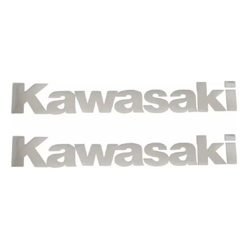 Adesivos Emblema Compatível Kawasaki Branco Cromado Cmd01