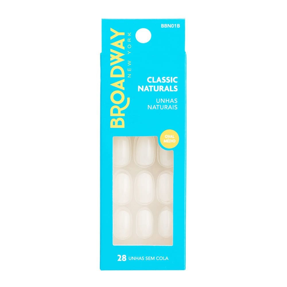 Unhas Postiças Broadway New York Classic Naturals Oval Médio Sem Cola Unhas Naturais 28 Unidades
