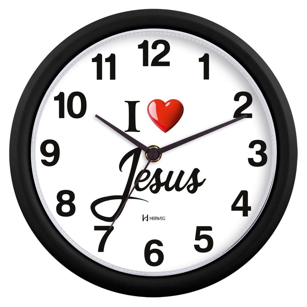 Relógio De Parede Analógico Herweg I Love Jesus 6669 034
