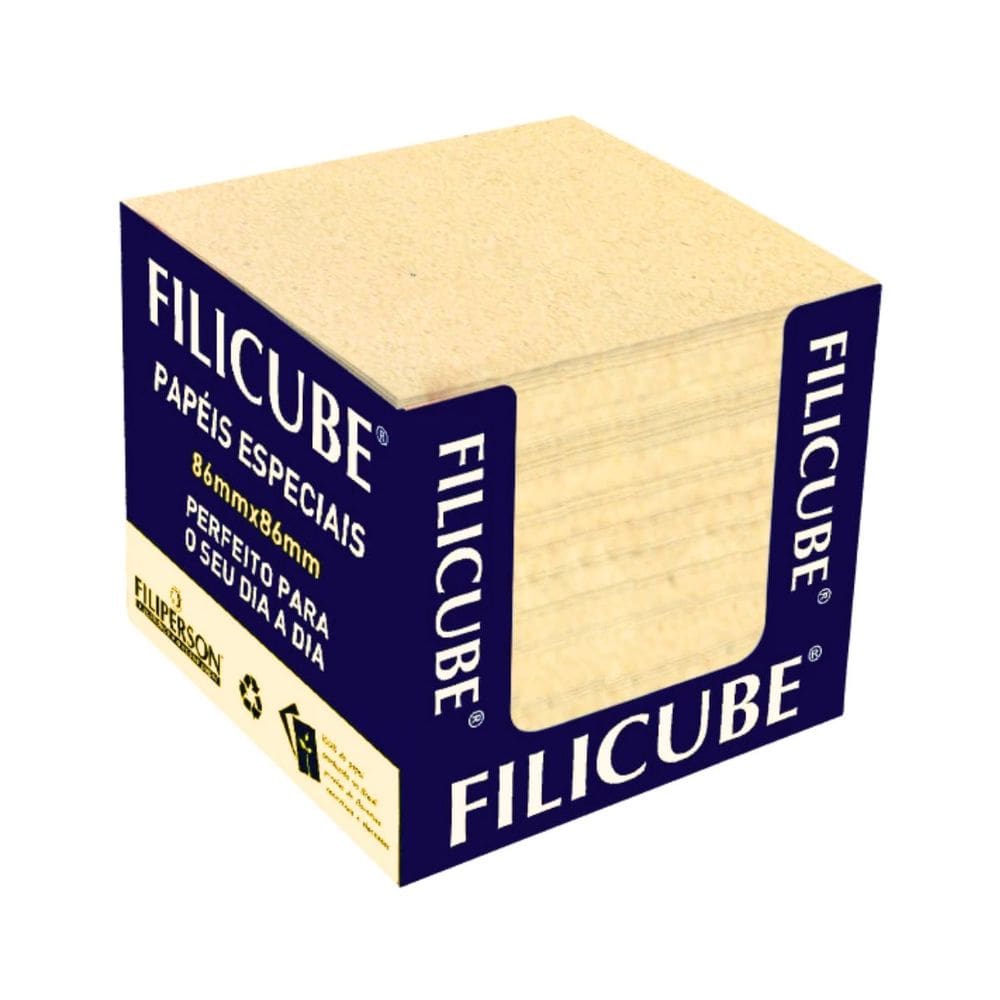Bloco de Papéis Reciclado Cor Marfim Papel Lembrete Filicube 86x86 mm 650 Folhas 90g/m² FILIPERSON