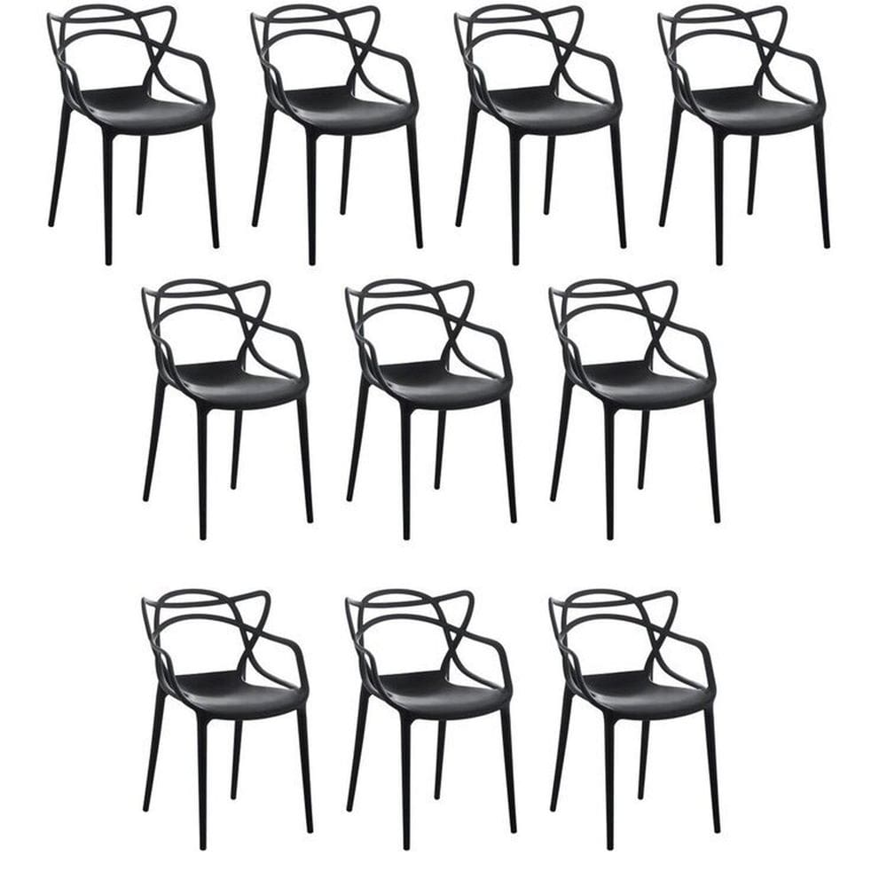 Kit 10 Cadeiras Allegra Flex 85cmx54cmx56 Cm Preto