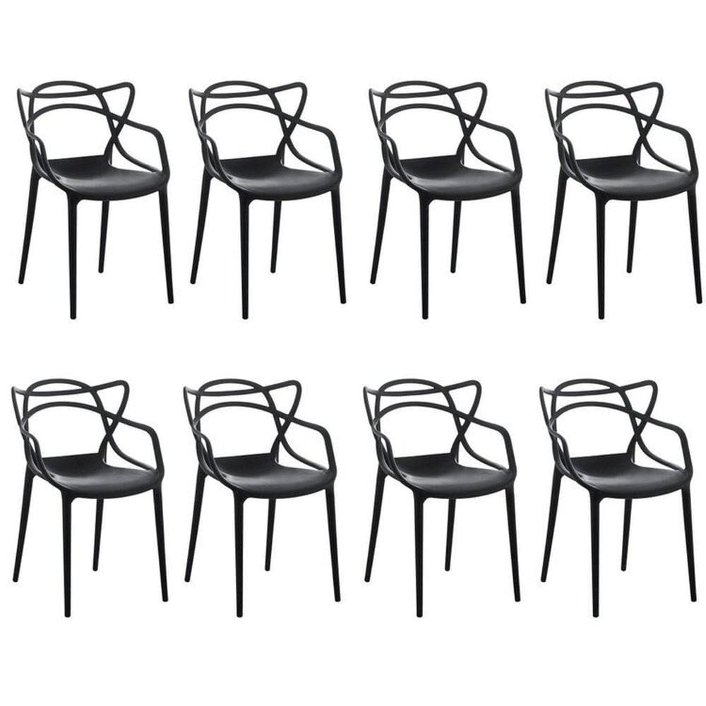 Kit 8 Cadeiras Allegra Flex 85cmx54cmx56 Cm Preto