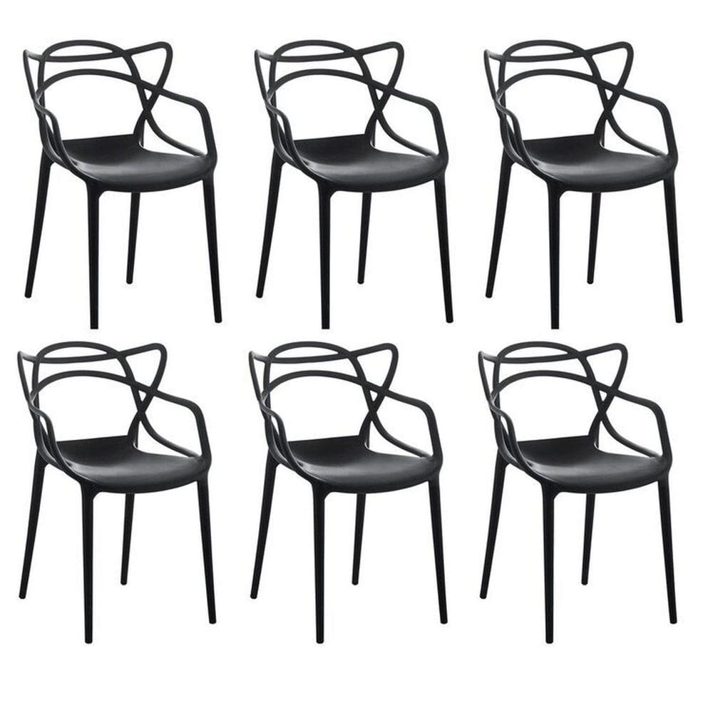 Kit 6 Cadeiras Allegra Flex 85cmx54cmx56 Cm Preto