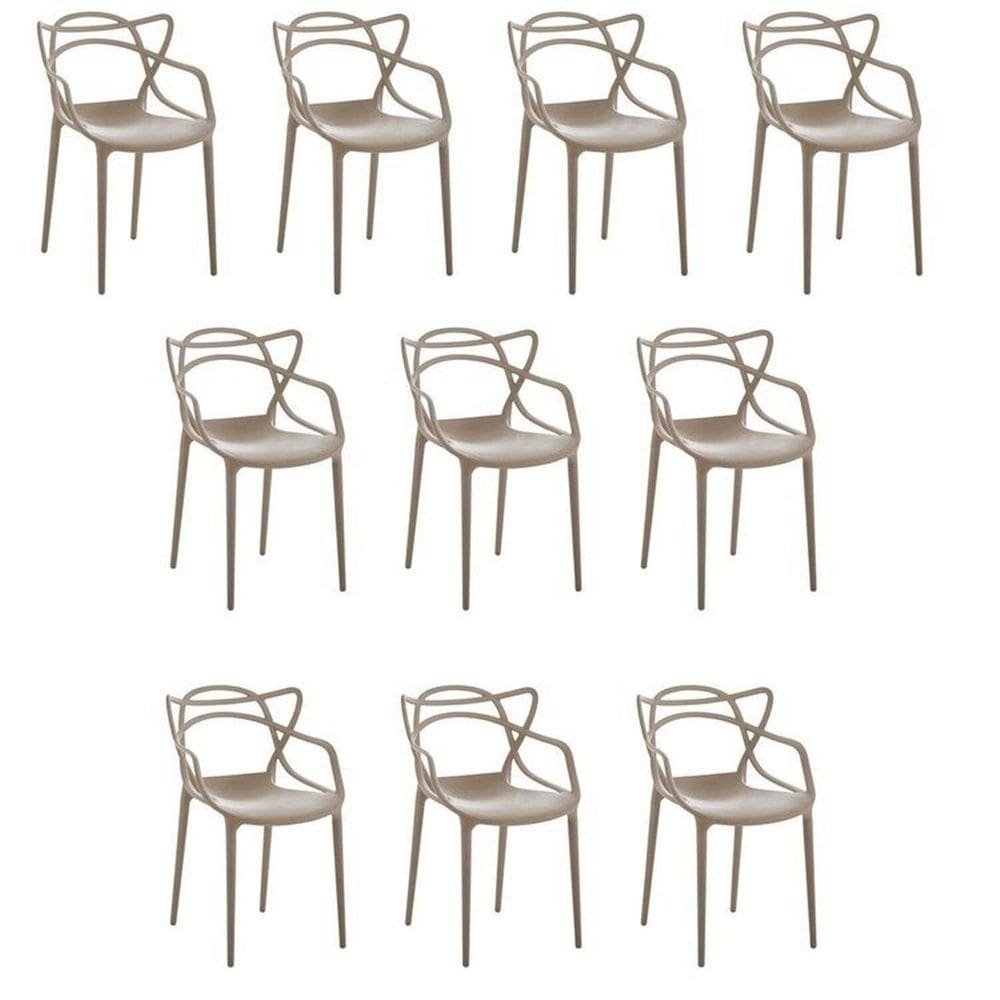 Kit 10 Cadeiras Allegra Flex 85cmx54cmx56 Cm Nude