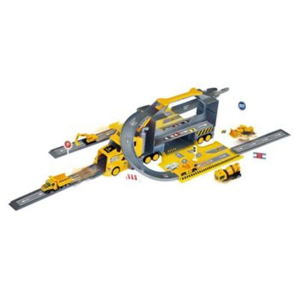 Caminhao Garagem Construcao com 5 Carrinhos e Acessorios DM Toys Brinquedo Infantil Recreativo
