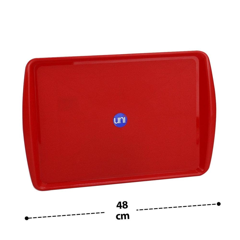 Bandeja 33x48cm de Plástico Retangular Vermelha - Tudo em Caixa