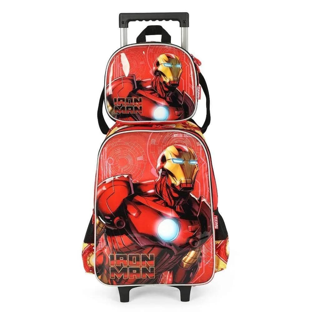 Kit Mochila Rodinha Lancheira Luxcel Avengers Homem De Ferro