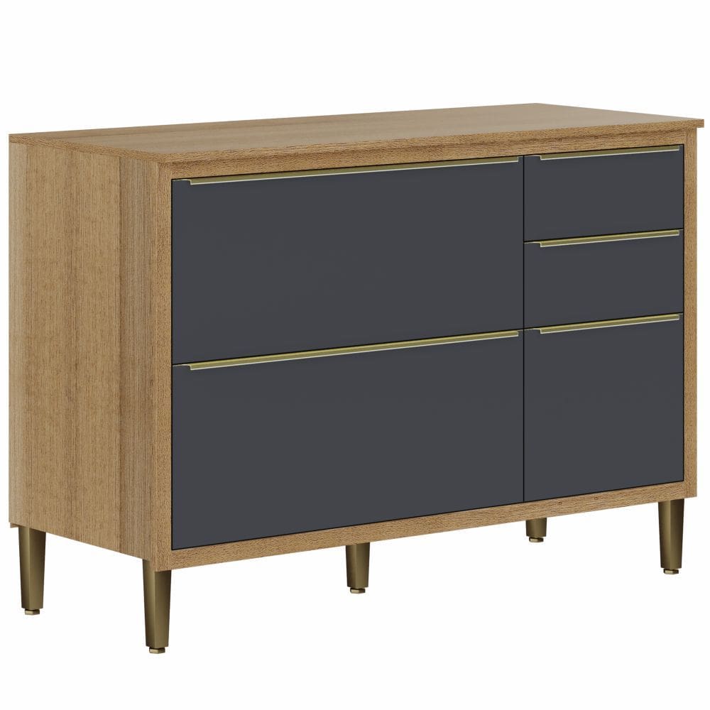 Balcão Triplo Aramóveis Paola com 03 portas e 02 gavetas e largura de 120 cm carvalho Grafite