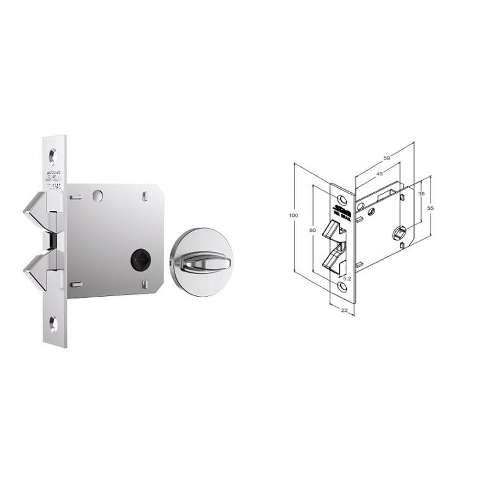 Fechadura Porta De Correr Wc 1006 Cromada Roseta Redonda