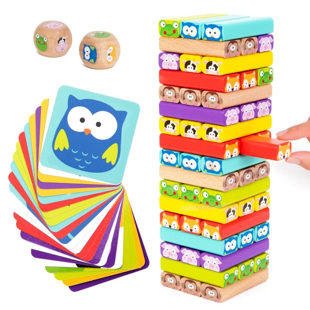 Jogo Wooden Tumble Tower Nene Toys Animals & Colors há mais de 3 anos