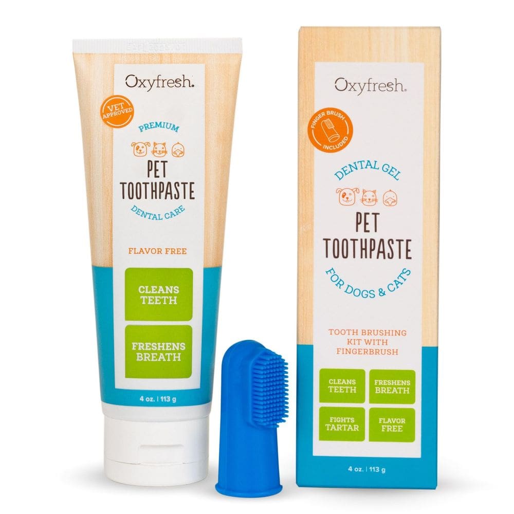 Conjunto de pasta de dentes e escova de dentes Oxyfresh Premium para cães