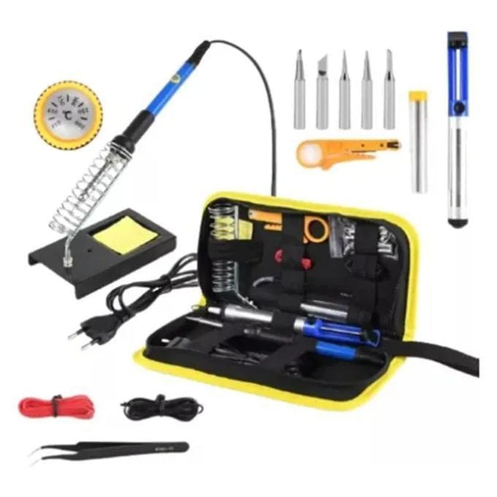 Kit Ferro Solda Tubete Estanho Com Resina Sugador Solda