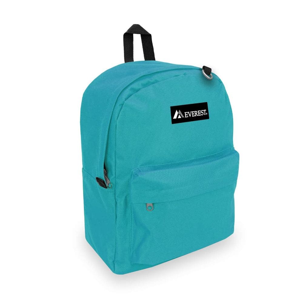 Mochila Everest Classic Turquesa com pequeno bolso externo