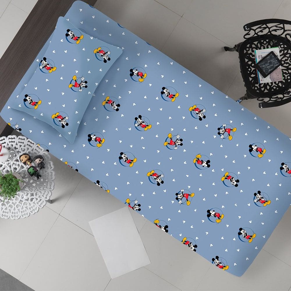 Jogo de Cama Solteiro Mickey Disney Malha 70% Algodão 30% Poliéster