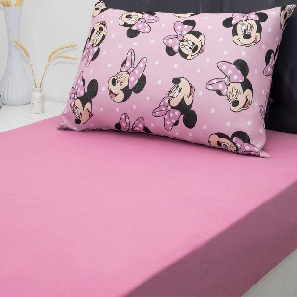 Jogo de Cama Solteiro Mickey & Minnie Disney Malha 100% Algodão