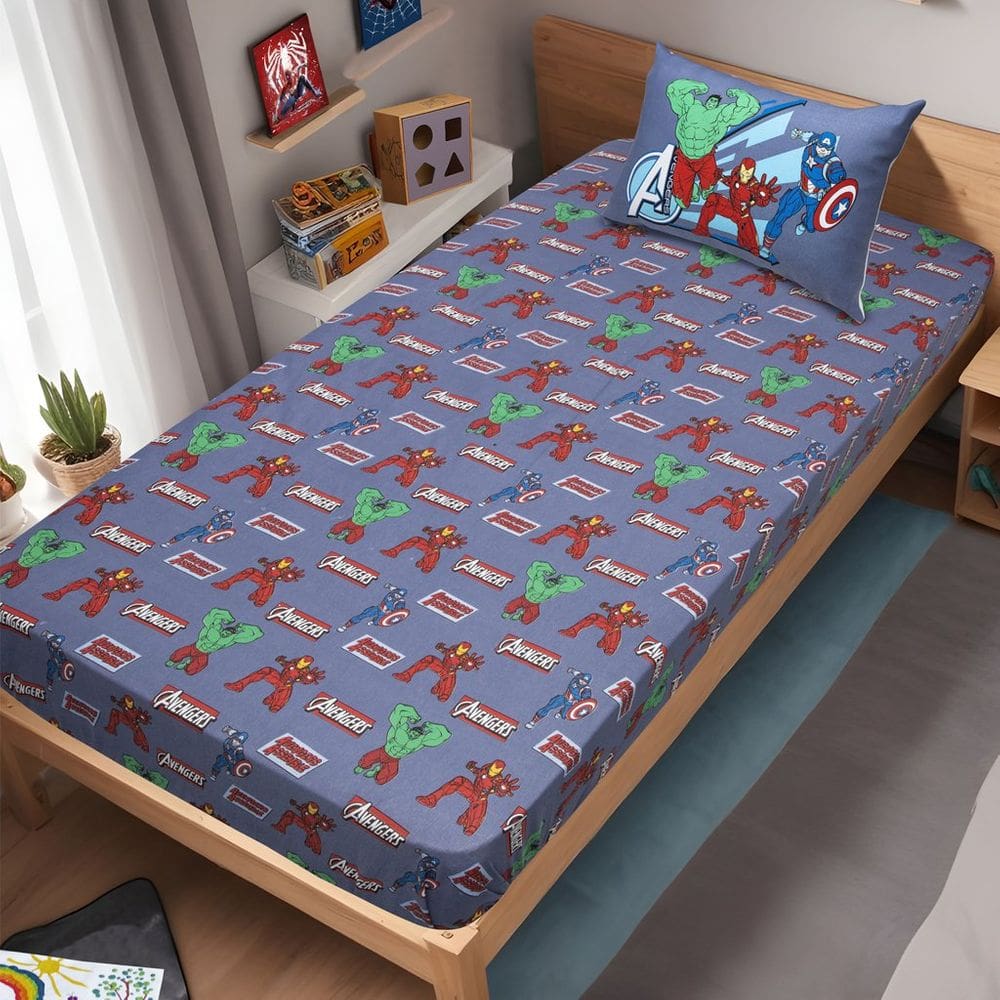 Jogo de Cama Solteiro Vingadores Malha 70% Algodão 30% Poliéster