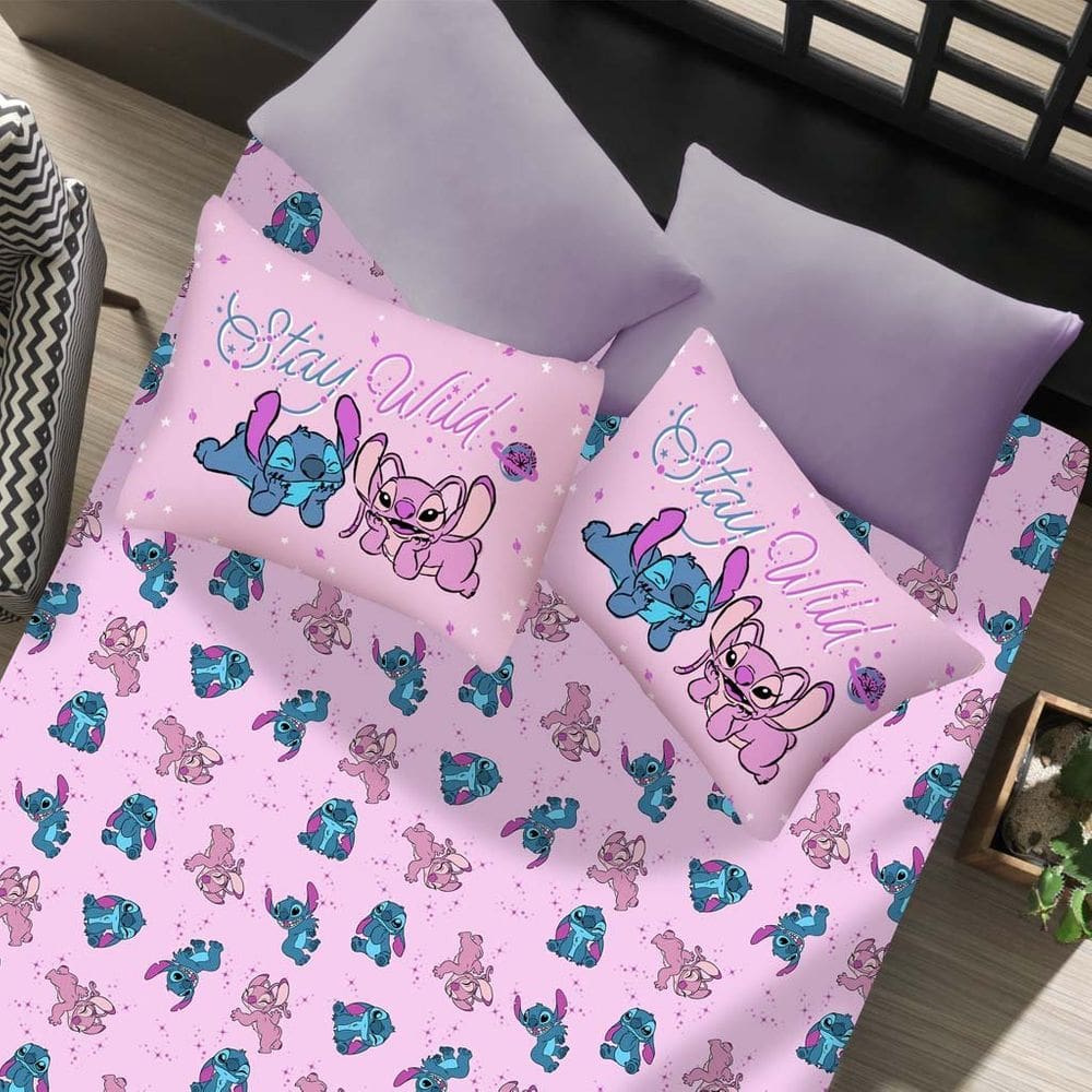 Jogo de Cama Casal 3 Pçs Stitch Disney 70% Algodão 30% Poliéster