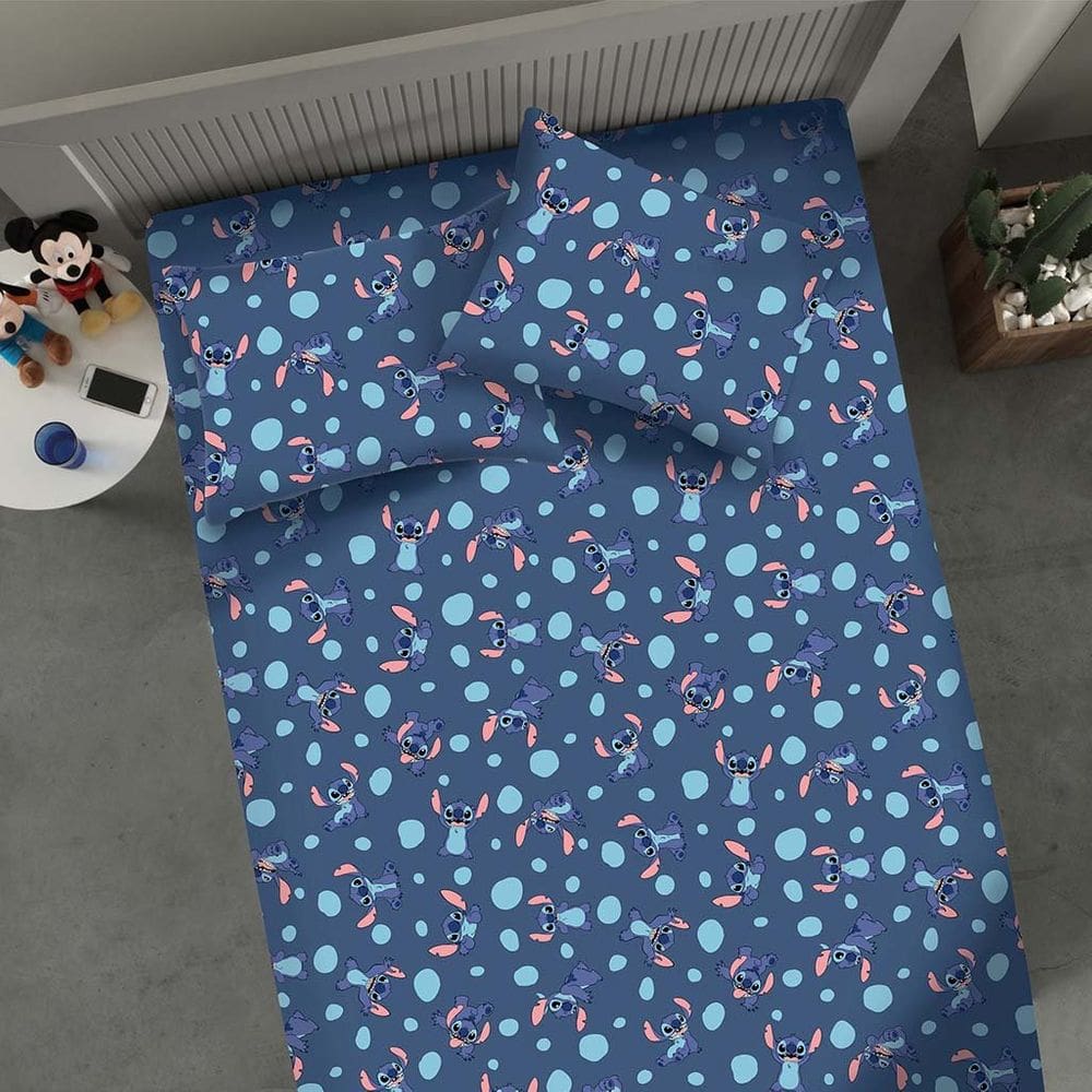 Jogo de Cama Casal 3 Pçs Stitch Disney Kids 70% Algodão 30% Poliéster
