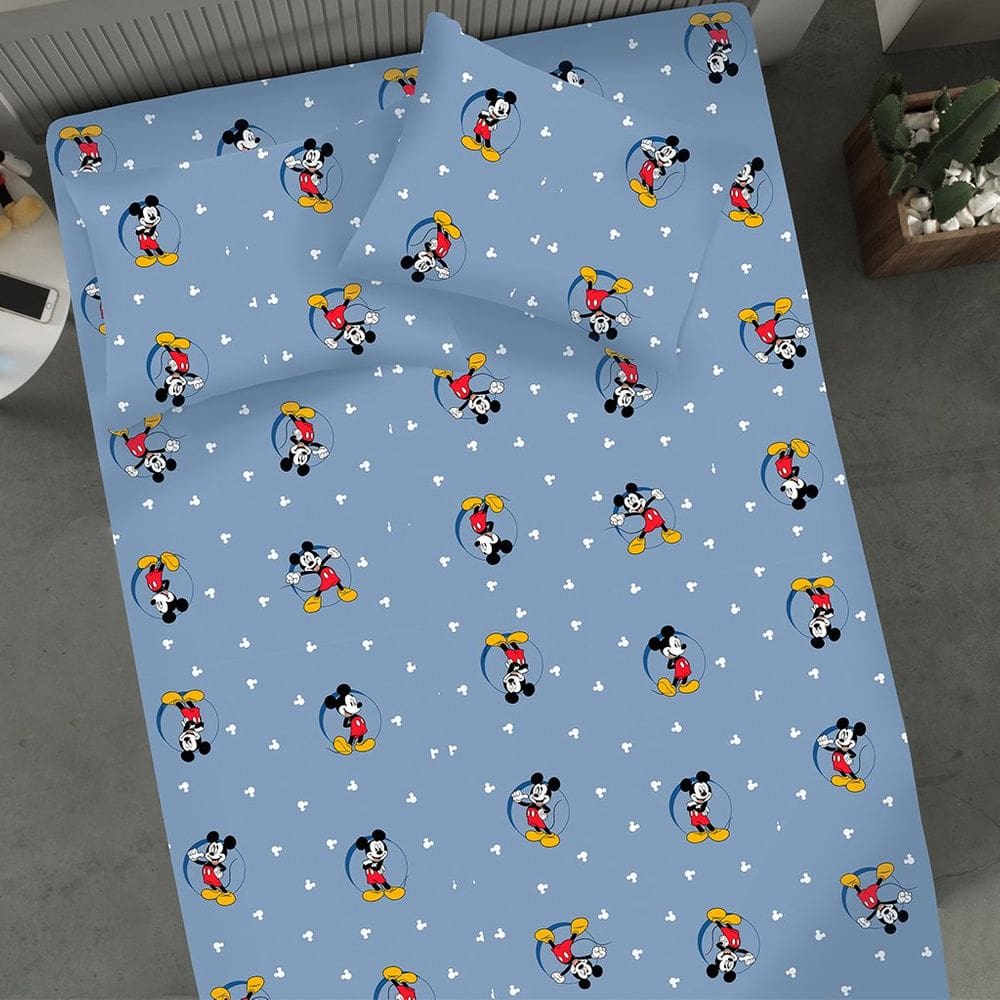 Jogo de Cama Casal Mickey Disney Malha 70% Algodão 30% Poliéster