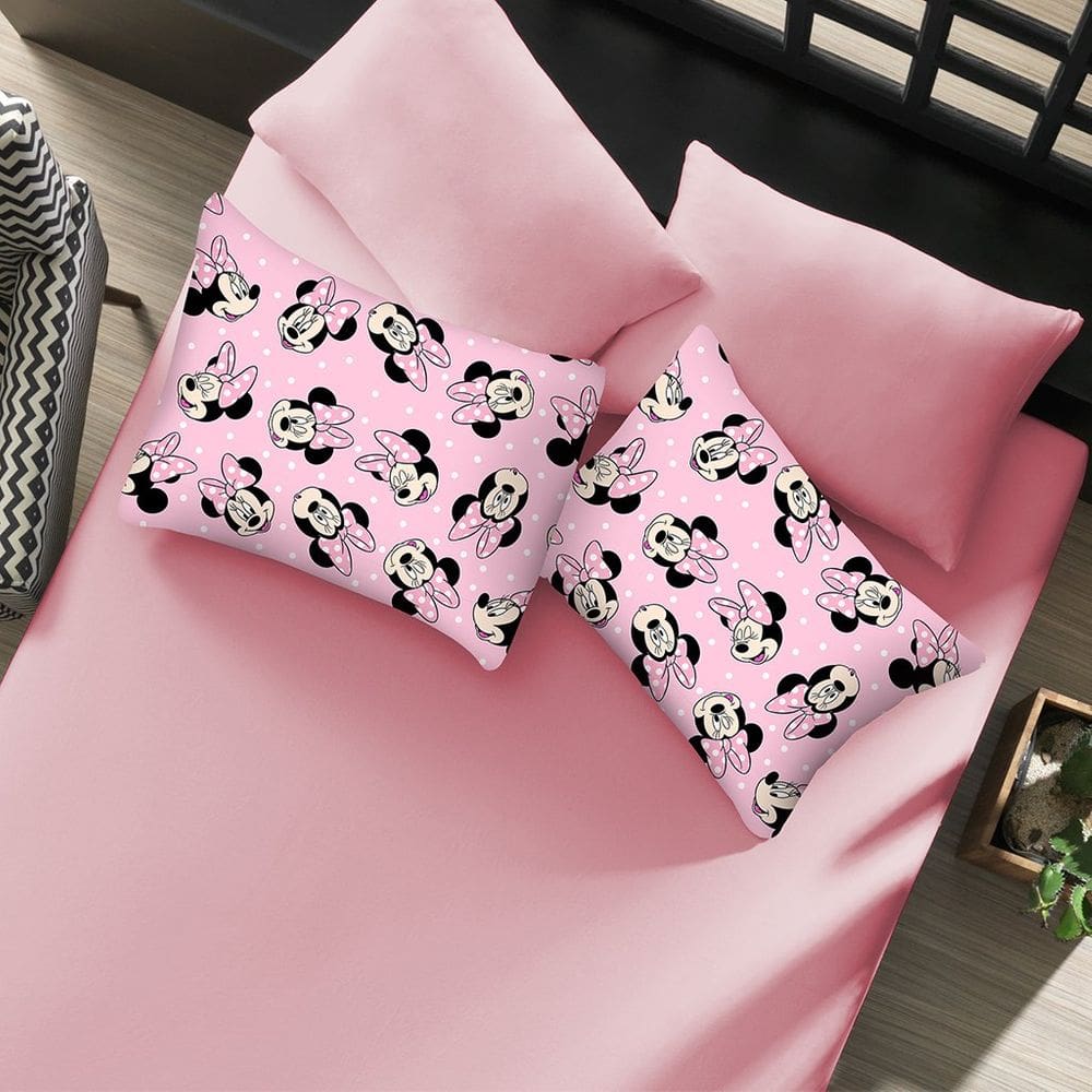 Jogo de Cama Casal Mickey & Minnie Disney Malha 100% Algodão