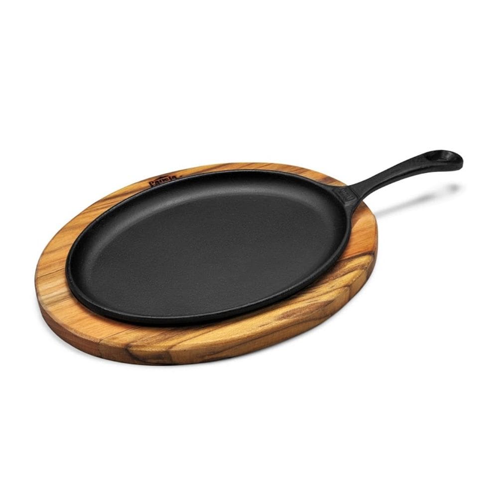 Chapa Oval em Ferro Suporte Madeira Panela Mineira 25x18cm