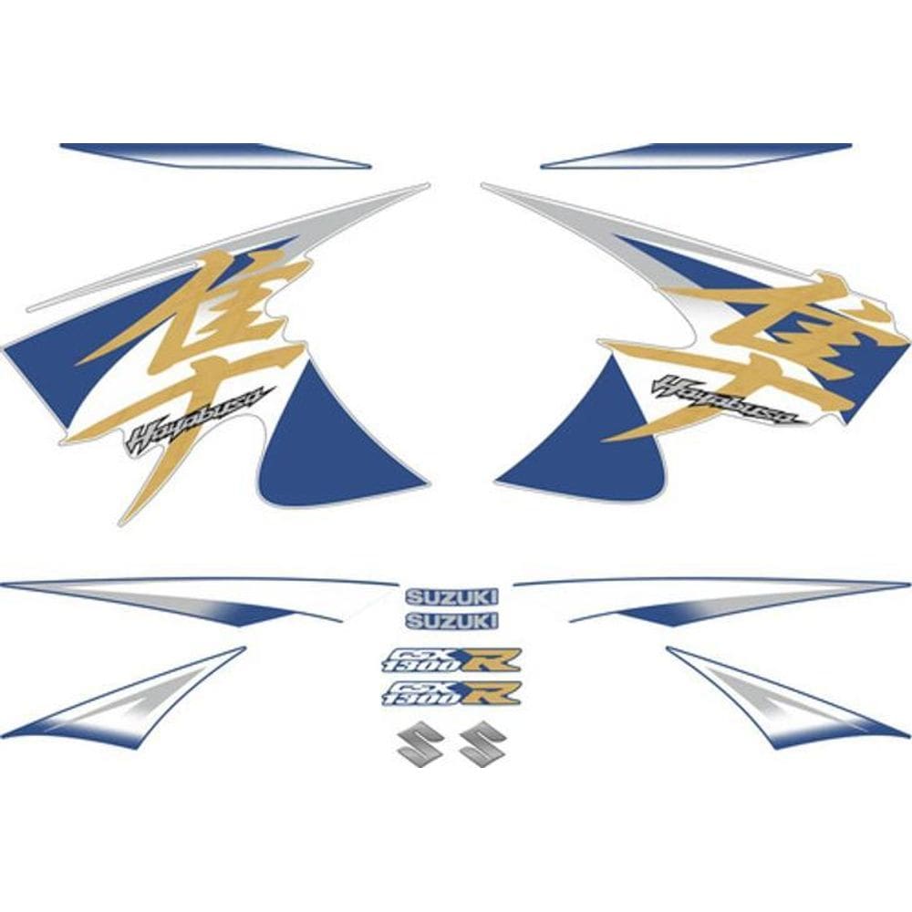 Kit Adesivos Suzuki Gsxr 1300 Hayabusa 2014 Azul E Branca