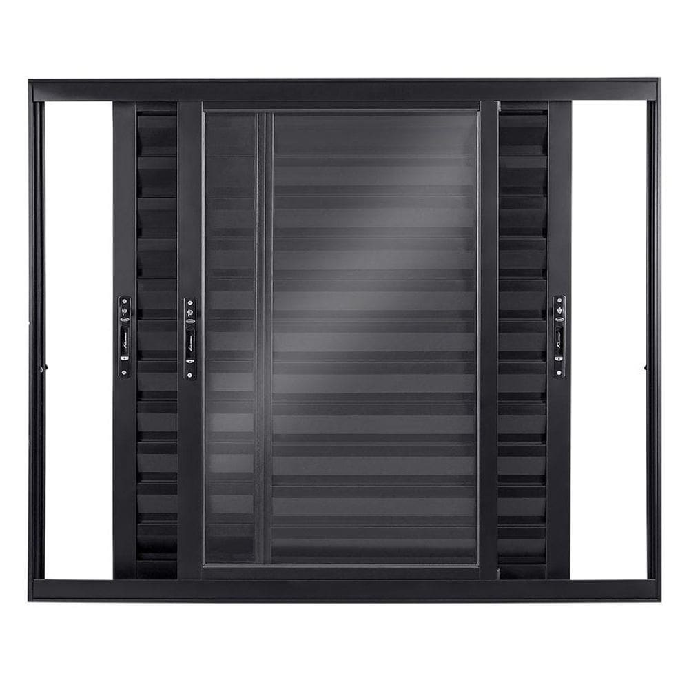 Janela Veneziana Alumínio Preto 3 Folhas Móveis 100x120x10cm Topsul
