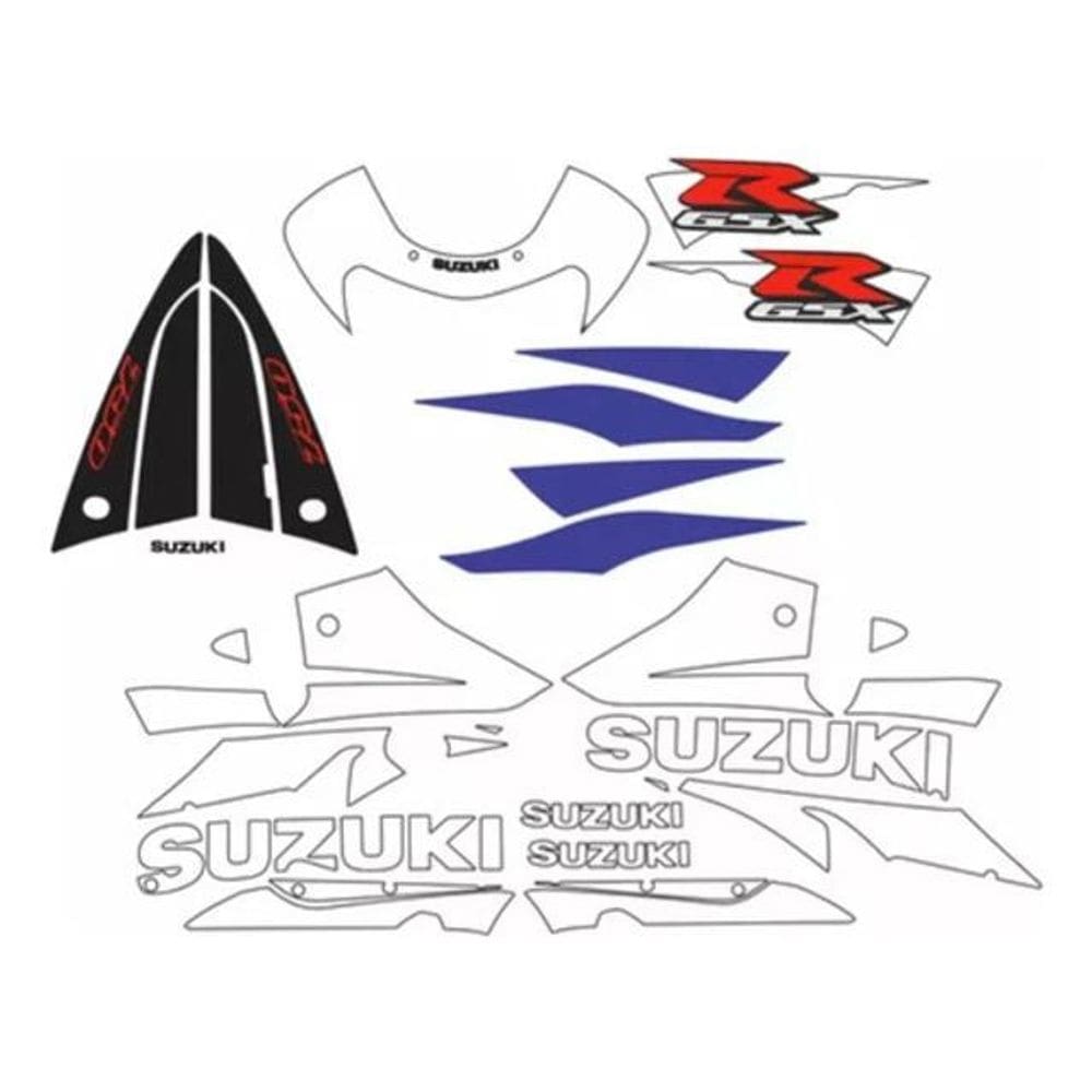 Kit Completo Adesivo Suzuki Gsxr 750 2002 Moto Azul E Branca