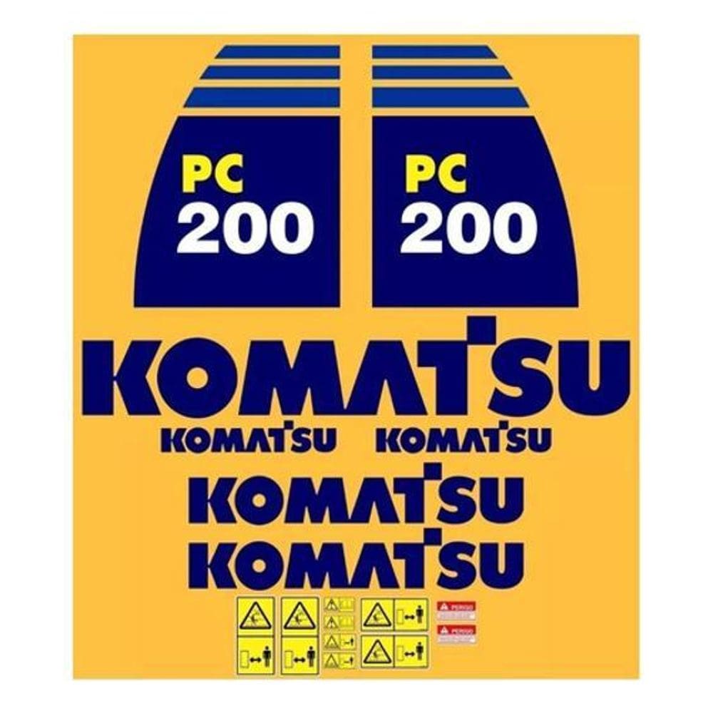 Kit Adesivos Escavadeira Compatível Komatsu Pc200 + Etiqueta