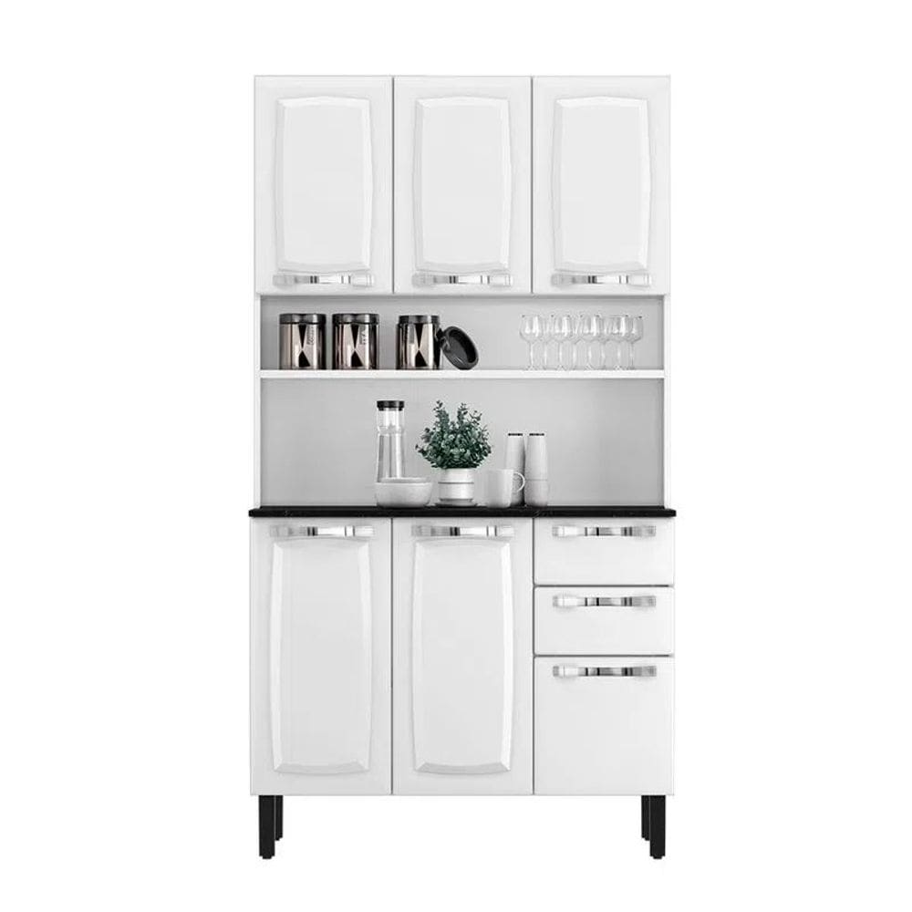 Kit de Cozinha Compacta em Aço 6 Portas 2 Gavetas Pratika Branco - Itatiaia - KIT-105 6PT 2GV PRATIKA BRA