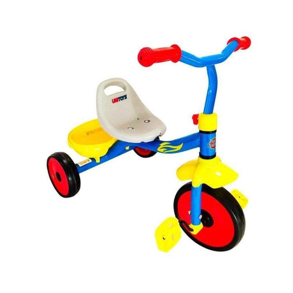Triciclo Infantil Azul Com Pedal 03 Rodas Assento Tipo Banco