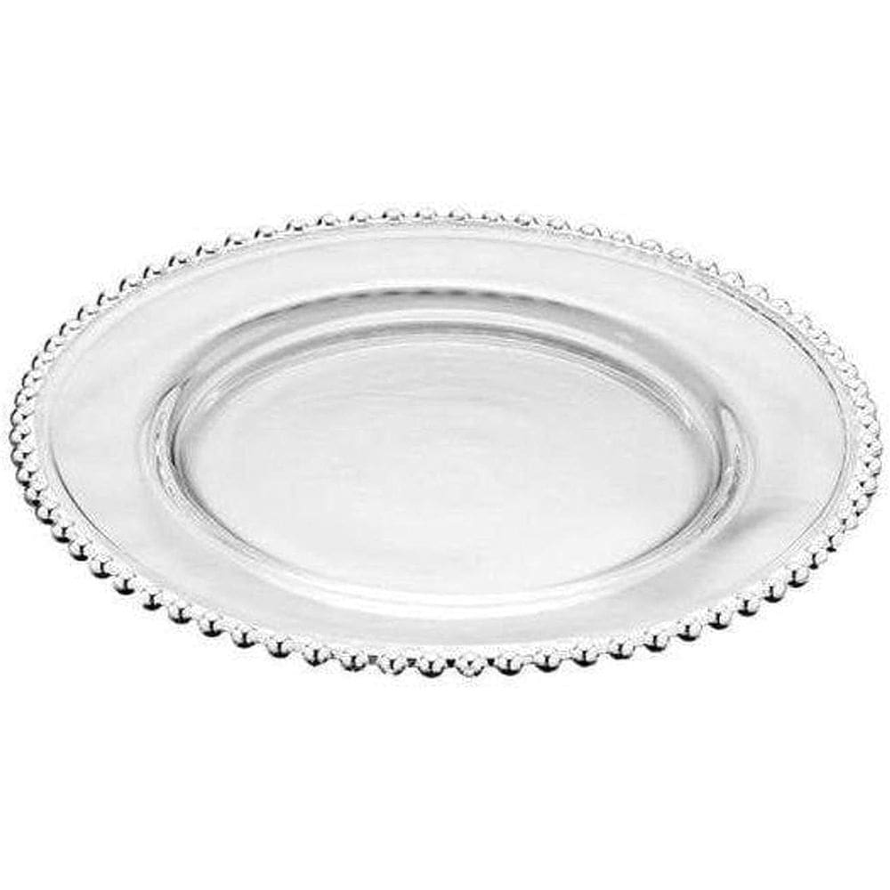 Prato Raso Cristal Borda Decorada Pearl 28cm Wolff Transparente