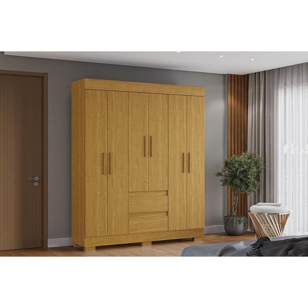 Guarda Roupa Solteiro 6 Portas e 2 Gavetas Maya Cinamomo - ACP