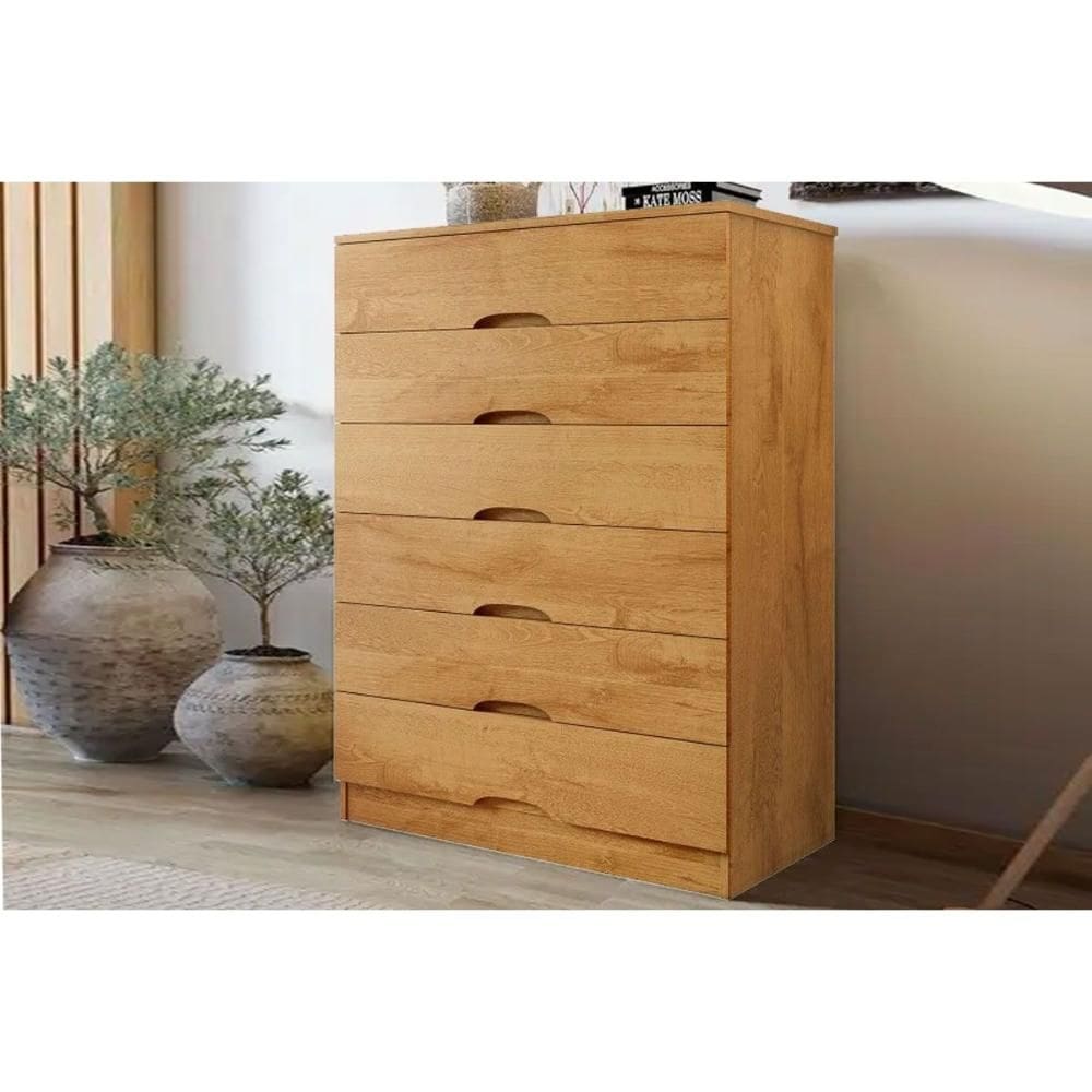 Cômoda de Quarto Sevilha c/ 6 Gavetas Peroba - Europa