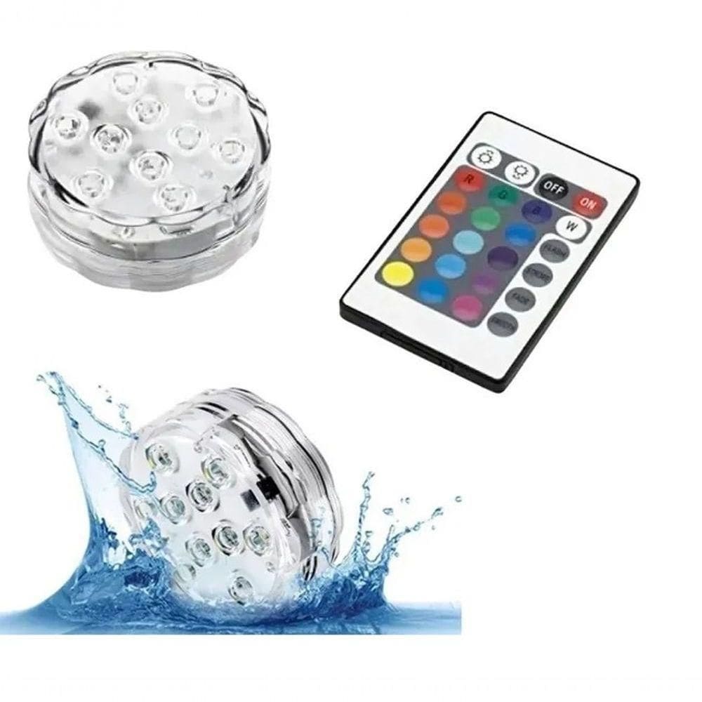 Luminaria Led Para Piscina Luzes Coloridas Com Controle Remo
