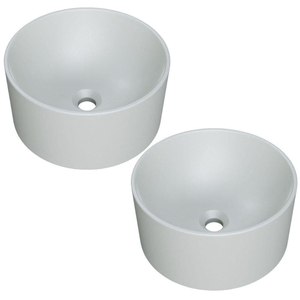Kit 02 Cubas De Apoio Redonda Para Banheiro Lavabo C01 Bl30w Cinza Matte Fosca - Lyam