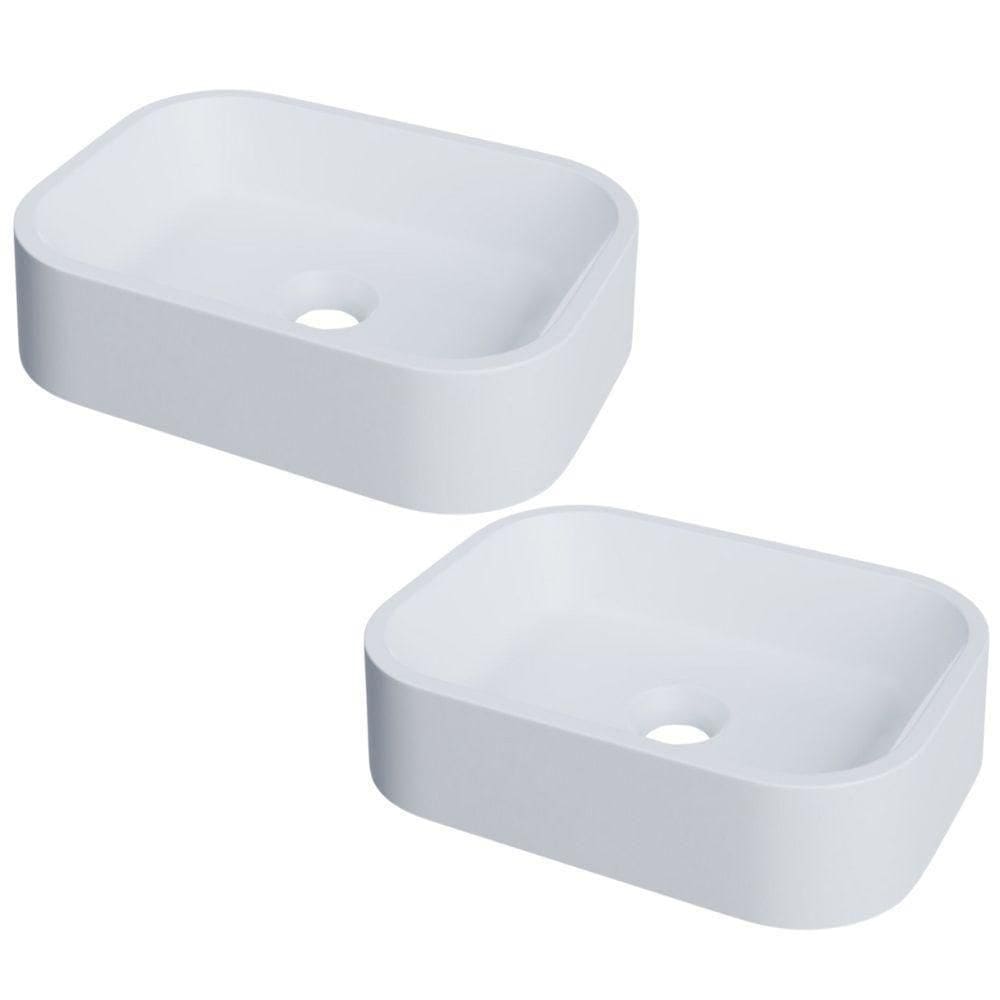 Kit 02 Cubas De Apoio Retangular Para Banheiro Lavabo C01 Br37w Branca Matte Fosca - Lyam