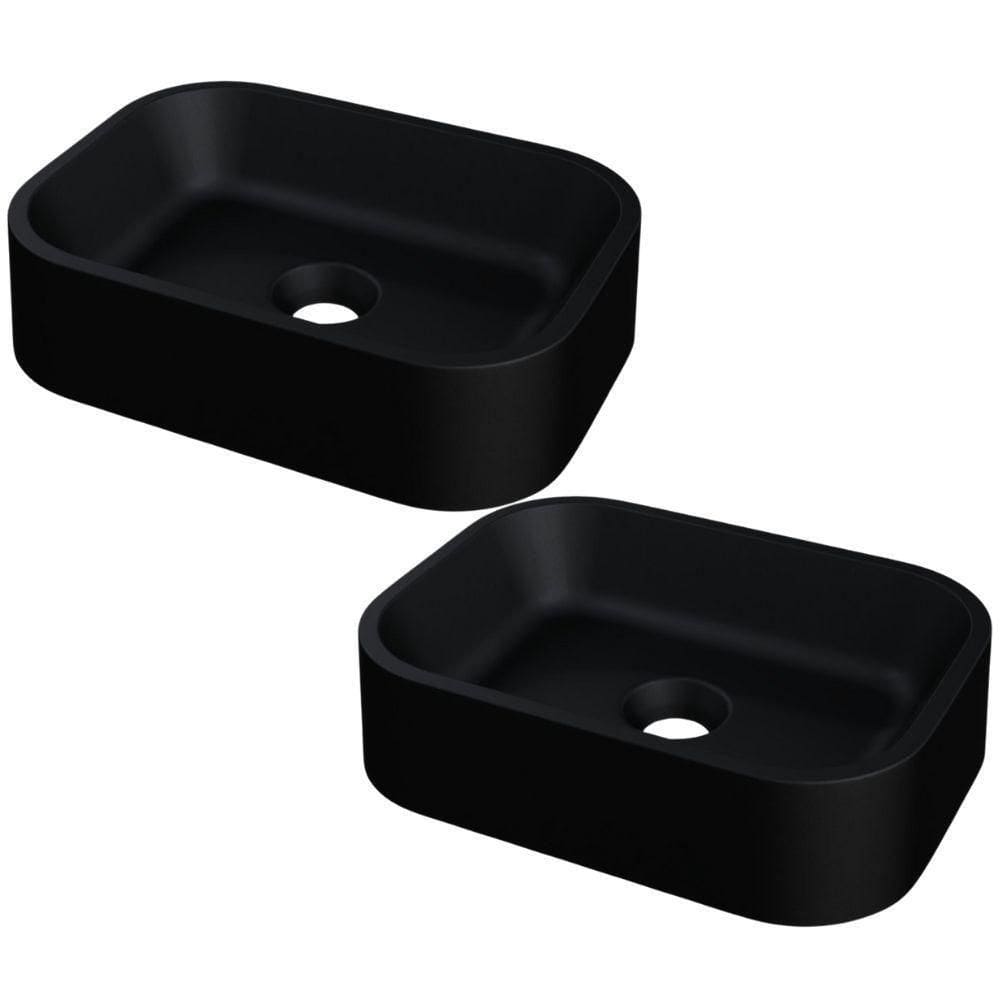 Kit 02 Cubas De Apoio Retangular Para Banheiro Lavabo C01 Br37w Preto Matte Fosca - Lyam
