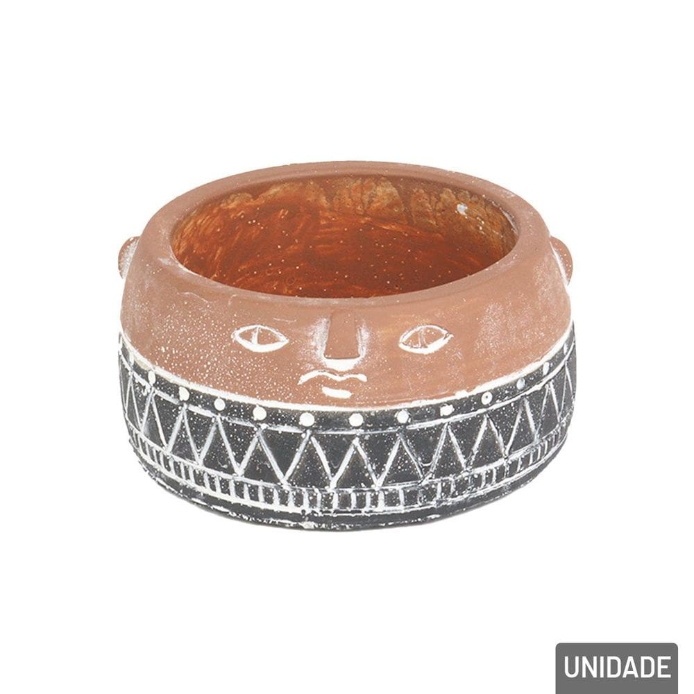 Vaso Decorativo de Cimento 5x11cm Decorado Redondo - Tudo em Caixa