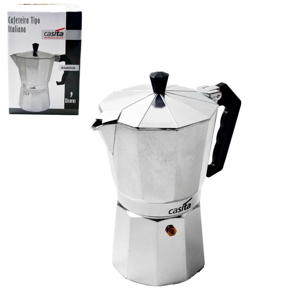 Cafeteira Italiana de Alumínio 450ml 9 Xícarass - Tudo em Caixa
